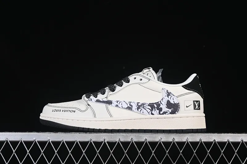 All categories Air Jordan Jordan series basketball shoes Air Jordan 1 Low High-end customized low-top sneakers Travis Scott x Fragment Design x Air Jordan 1 Low OG SP AJ1 Joe 1LV joint black line graffiti hook low-top cultural casual sneakers XS7089-616